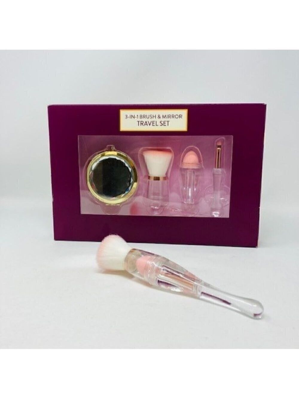 Three in One Brush and Compact Mirror Travel set